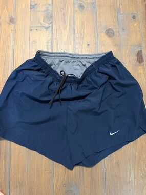 Nike Navy Athletic Shorts with White Swoosh